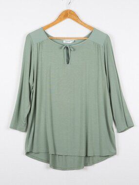 Reitmans Signature Sage Green Keyhole Top Plus Size XXL Casual Blouse Stretch